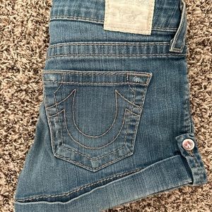 True Religion Pink Stiched Denim Shorts